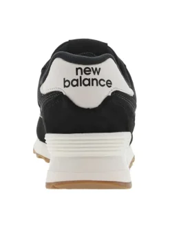 Sneakers 574 noires à talon plat avec logos blancs et lacets plats noirs