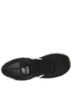 Sneakers 574 noires à talon plat avec logos blancs et lacets plats noirs