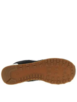 Sneakers 574 noires à talon plat avec logos blancs et lacets plats noirs