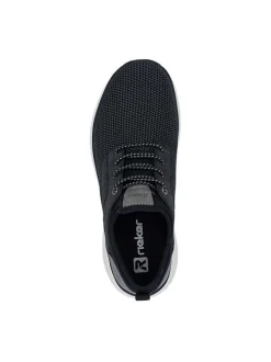 Sneakers noires à talon plat avec une languette d'aisance à l'arrière