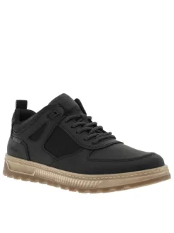 Sneakers noires à talon plat avec un zip et des lacets ronds