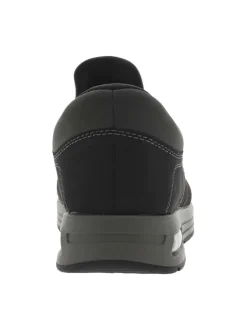 Sneakers noir à semelle bulle d'air à talon plat et à lacets plats élastiqués