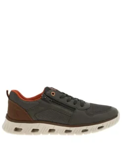 Sneakers olive à semelle blanche et à talon plat avec des lacets