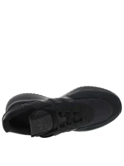 Sneakers Retropy en cuir nubuck noir à semelle running semi-compensée et à lacets ton sur ton