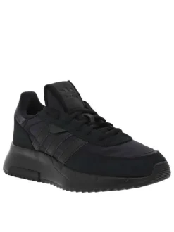 Sneakers Retropy en cuir nubuck noir à semelle running semi-compensée et à lacets ton sur ton