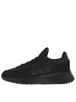 Sneakers Retropy en cuir nubuck noir à semelle running semi-compensée et à lacets ton sur ton