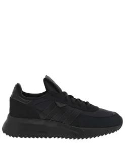 Sneakers Retropy en cuir nubuck noir à semelle running semi-compensée et à lacets ton sur ton