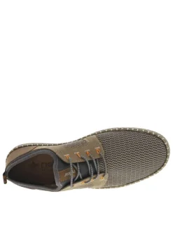Sneakers taupe en filet à fermeture slip-on et à lacets ronds décoratifs
