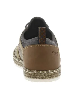Sneakers taupe en filet à fermeture slip-on et à lacets ronds décoratifs