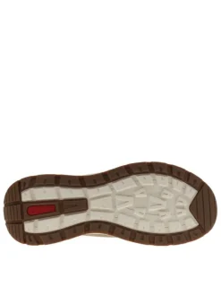 Sneakers taupe à talon plat et à slip-on avec des lacets décoratifs