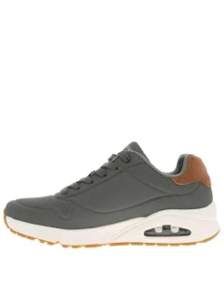 Sneakers vert olive à talon plat avec un logo embossé sur le côté