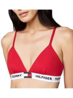 Soutien-Gorge en coton rouge uni avec bretelles réglables et marque