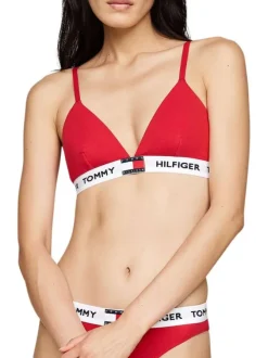 Soutien-Gorge en coton rouge uni avec bretelles réglables et marque