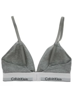 Soutien-gorge gris uni avec nom iconique de la marque en noir