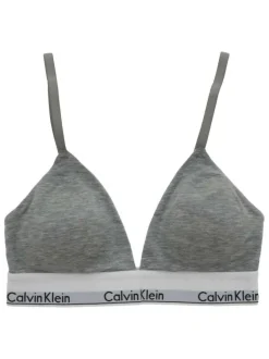 Soutien-gorge gris uni avec nom iconique de la marque en noir