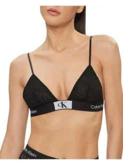 Soutien-gorge noir imprimé zébré et élastique estampiller de la marque