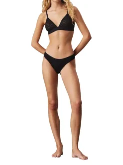 Soutien-Gorge noir sans armature en dentelle ajourée zébrée avec un maintien