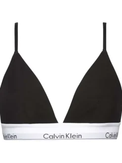 Soutien-Gorge noir uni avec bretelles réglables et nom de la marque