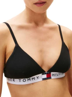 Soutien-gorge triangle sans armatures en coton noir uni