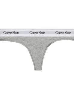 String en coton mélangé gris uni avec une ceinture élastiquée blanche
