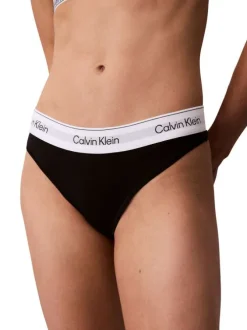 String en coton mélangé noir uni avec bande élastiquée blanche