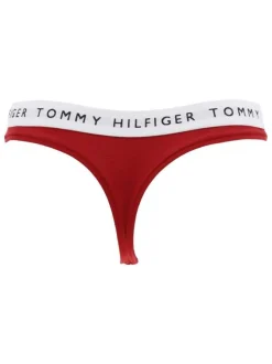 String en coton rouge uni à ceinture blanche élastiquée avec le logo