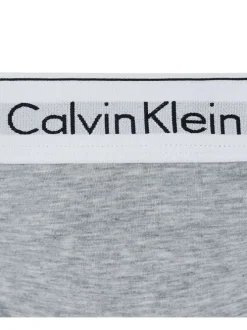 String gris chiné en coton avec taille élastiquée blanche