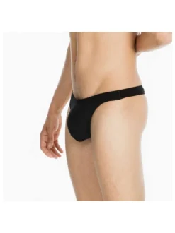 String noir en coton uni avec surpiqûres ton sur ton et taille élastiquée noire