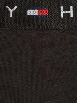 String noir uni en coton biologique avec une ceinture élastiquée