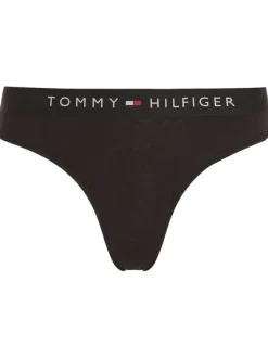 String noir uni en coton biologique avec une ceinture élastiquée
