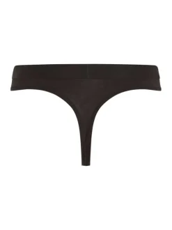 String noir uni en coton biologique avec une ceinture élastiquée