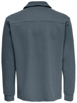 Surchemise bleue ardoise unie à coupe regular fit avec des poches à la poitrine