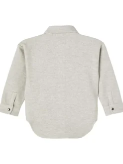 Surchemise boutonnée grise unie à base asymétrique et col à revers courts