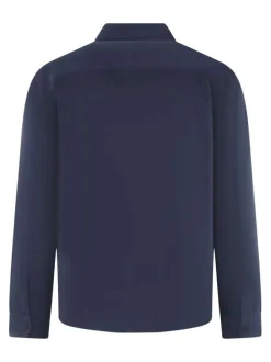 Surchemise en coton bleu uni avec une coupe oversize et un col à revers