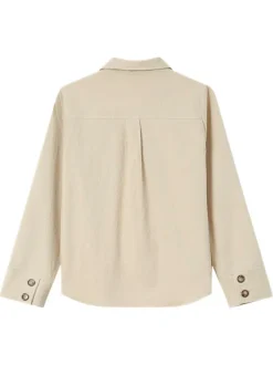 Surchemise en coton écrue en velours avec une coupe ample et 2 poches
