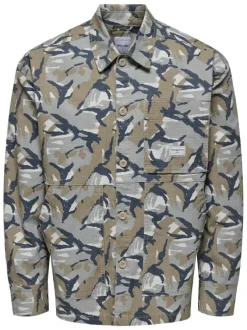 Surchemise en coton mélangé multicolore à imprimé camouflage et à coupe regular