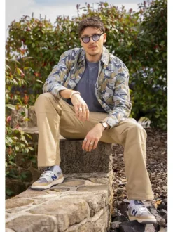 Surchemise en coton mélangé multicolore à imprimé camouflage et à coupe regular