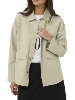 Surchemise en coton vert pale unie pourvue d'une coupe droite