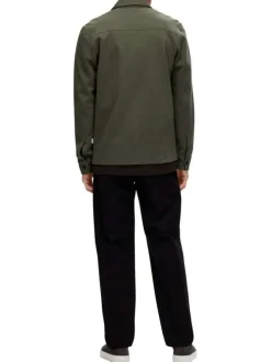 Surchemise Jackie kaki en maille piquée avec coupe droite et col à revers