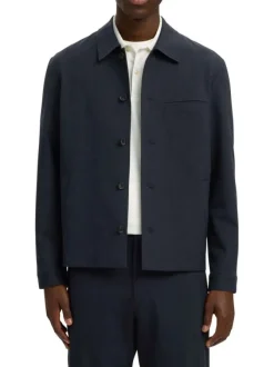 Surchemise marine uni avec une coupe ajustée et des manches longues