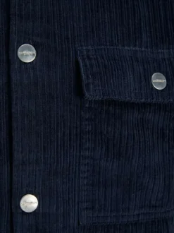 Surchemise marine unie avec une coupe droite et des manches longues