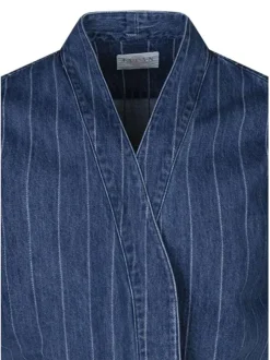 Surchemise à rayures en coton bleue unie avec une coupe droite