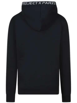 Sweat à capuche bleu marine uni à coupe droite avec une grande poche