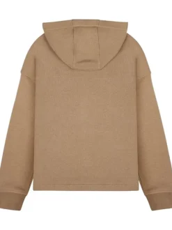 Sweat à capuche chocolat en coton mélangé avec poche kangourou et logo