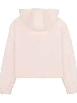 Sweat à capuche en coton blanc uni avec une coupe droite et une fermeture zippée