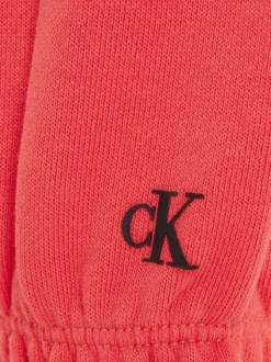 Sweat à capuche en coton framboise uni resséré au niveau de la taille