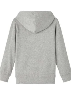 Sweat à capuche en coton gris chiné avec flocage Batman et une coupe droite