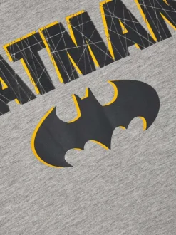 Sweat à capuche en coton gris chiné avec flocage Batman et une coupe droite