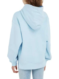 Sweat à capuche en coton mélangé bleu ciel avec une coupe relaxed