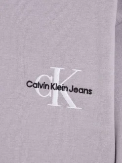 Sweat à capuche en coton mélangé lilas uni avec des manches longues
